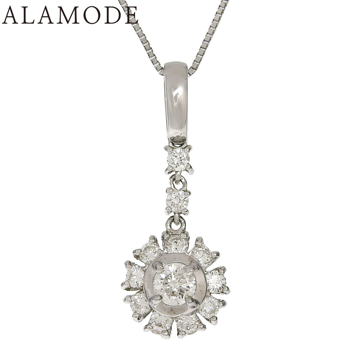 D0.73 ダイヤモンド ネックレス K18 ホワイトゴールド WG ネックレス アクセサリー ジュエリー シルバー銀 レディース 40802154847 アラモード