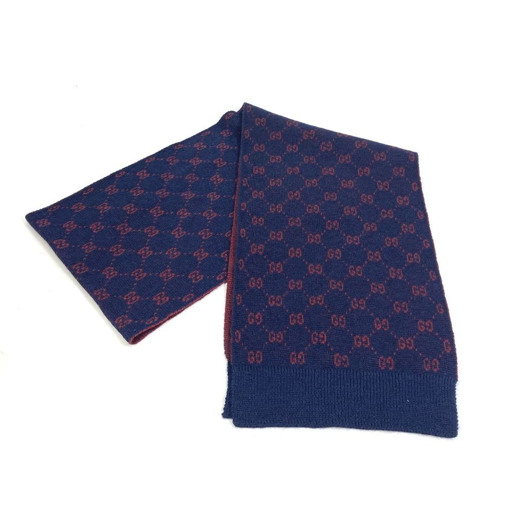 GUCCI リバーシブルマフラー グッチ GG リバーシブル マフラー ネイビー 美品 - メルカリ