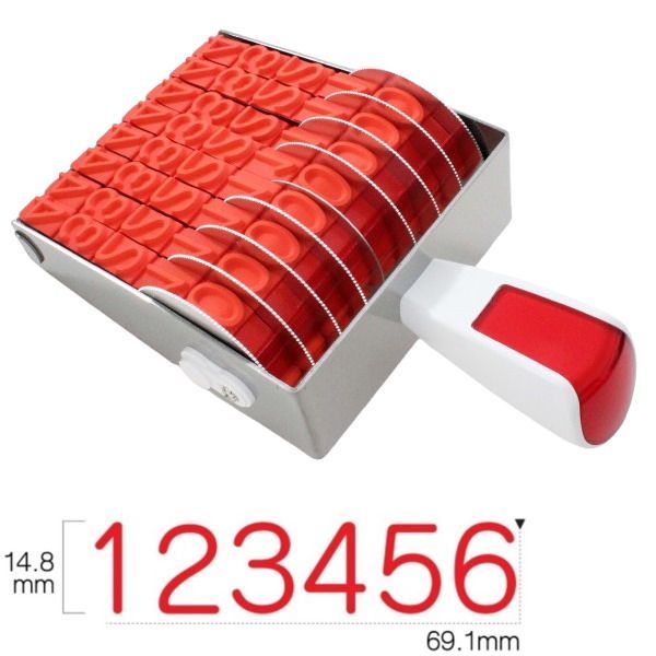 回転印 数字 番号用 特大号 ゴシック体 8連 スタンプ 14.8mm×93mm 回転ゴム印 8連回転印 リピスター RS-8GB