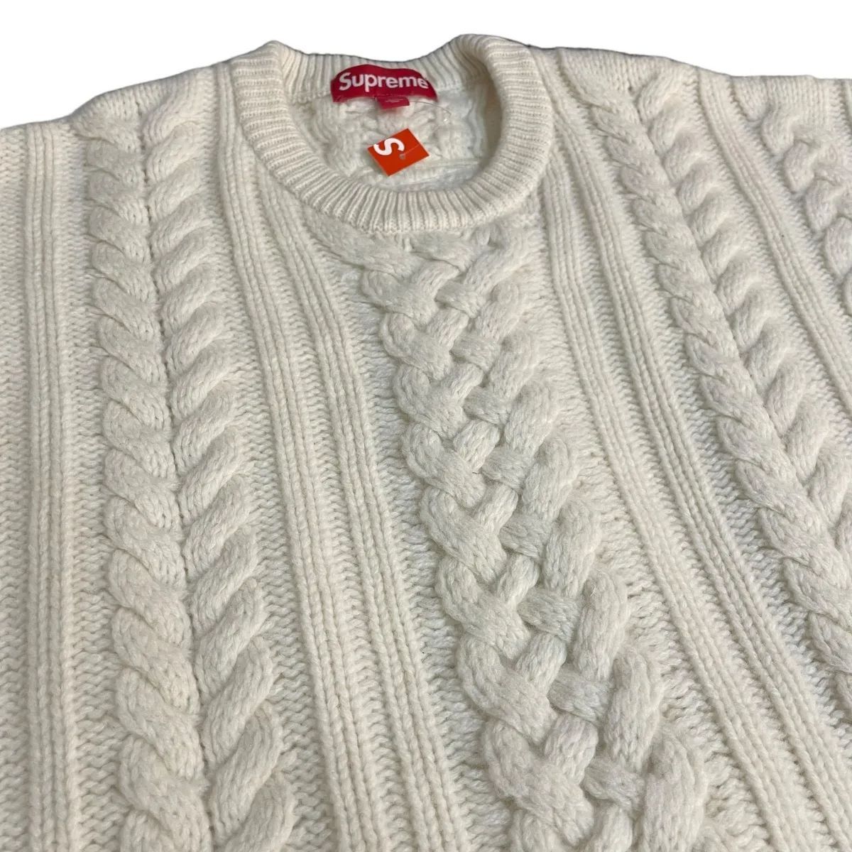 新品 23AW SUPREME Applique Cable Knit Sweater XL 白 シュプリーム 