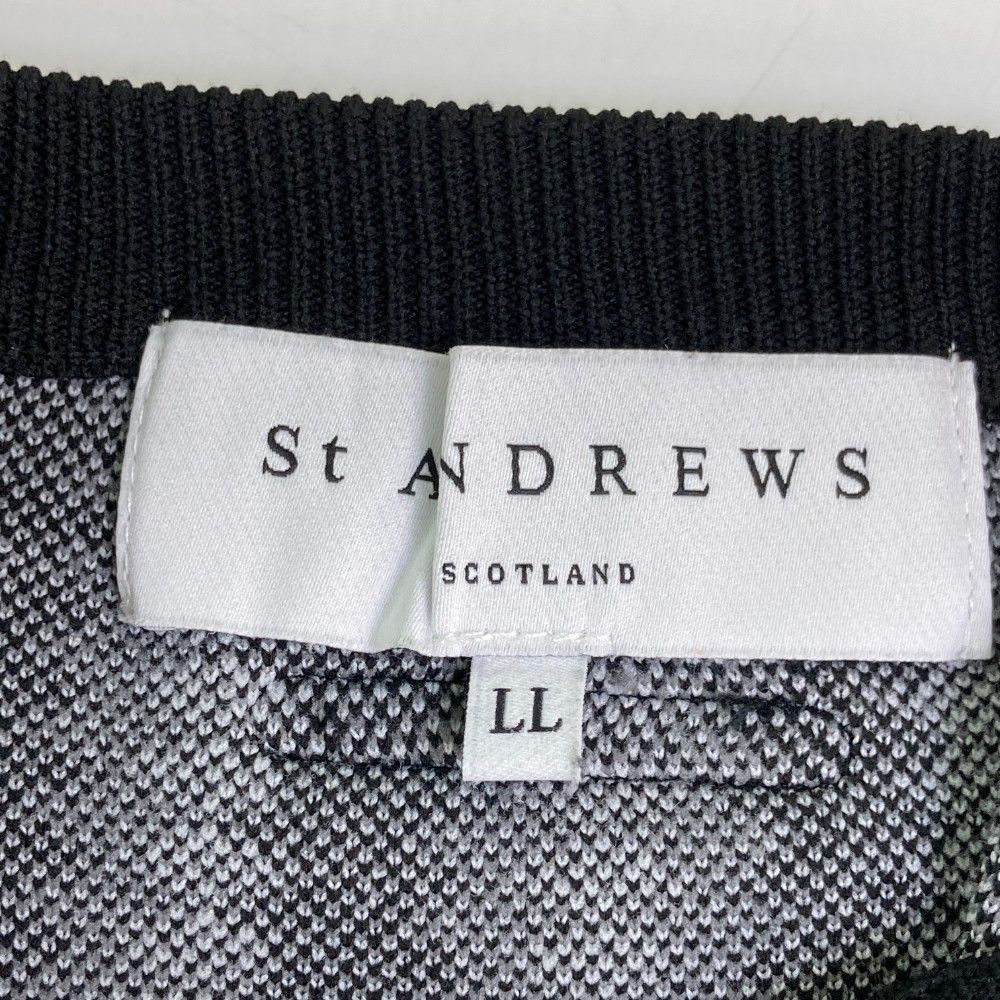 サイズ：LL ST ANDREWS セントアンドリュース  長袖 ニットセーター 総柄 ブラック系 [240101449522] ゴルフウェア メンズ ストスト サイズ：LL ST ANDREWS セントアンドリュース 長袖 ニット