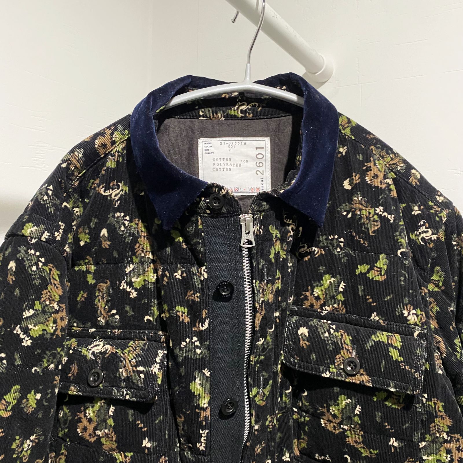 sacai サカイ 21AW リーフプリント コーデュロイジャケット 21-02601M