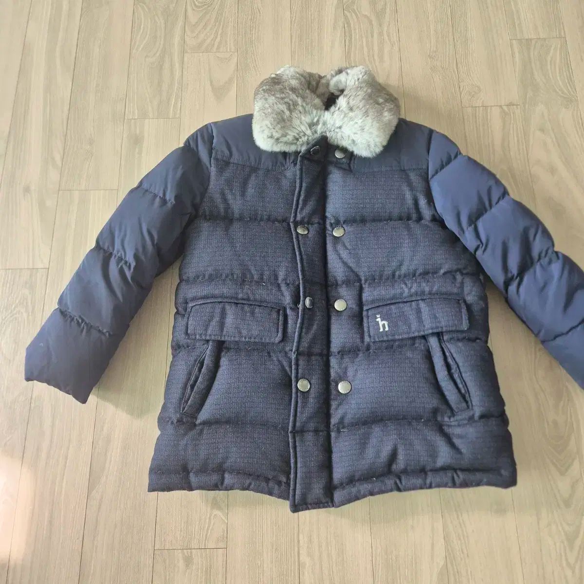 HAZZYS ヘジス キッズ ダウン ダウンジャケット 130 ファー KARA カラ ネイビー