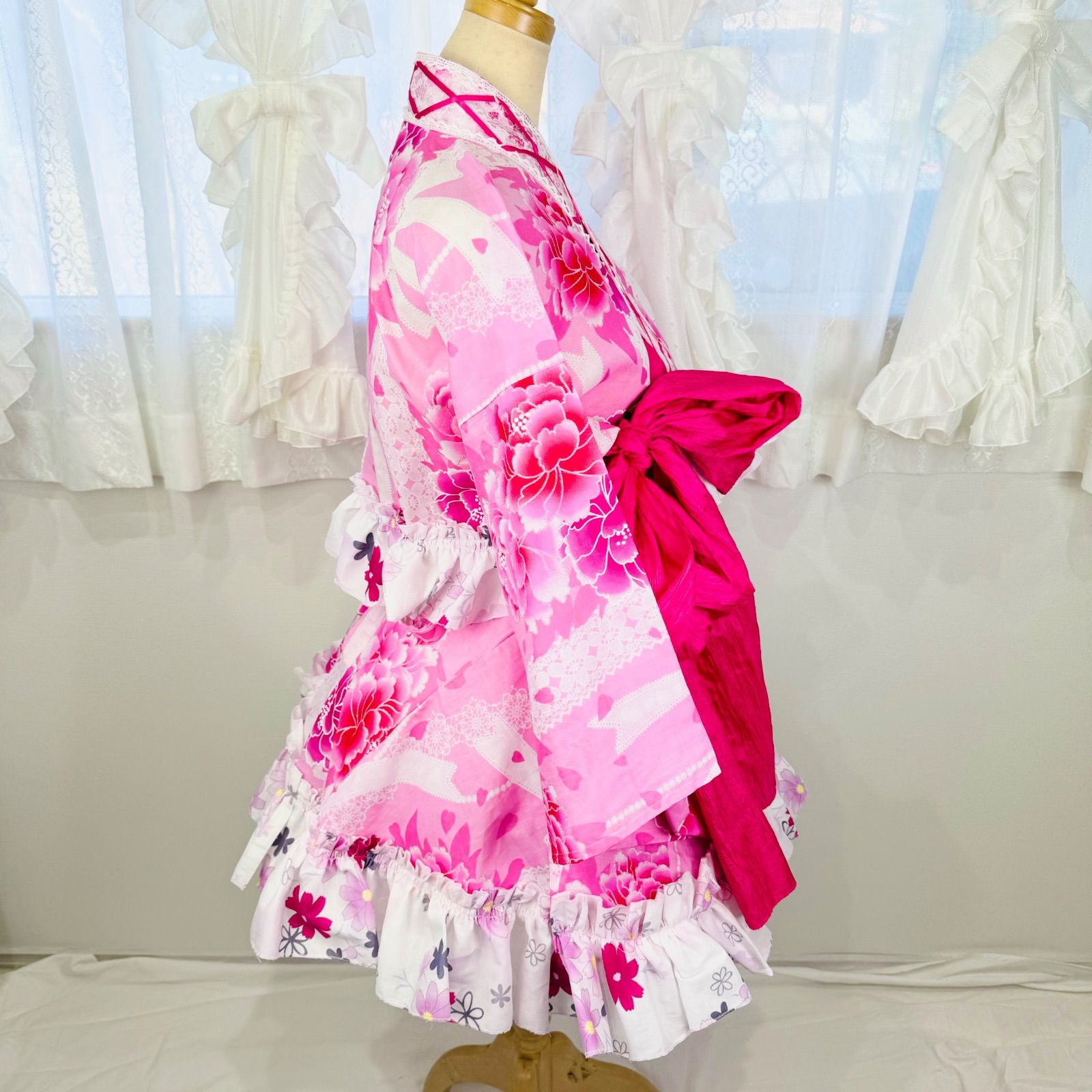 リメイク 浴衣ドレス 浴衣リメイク][refashion]浴衣リメイクでラップドレス製作・Wrap