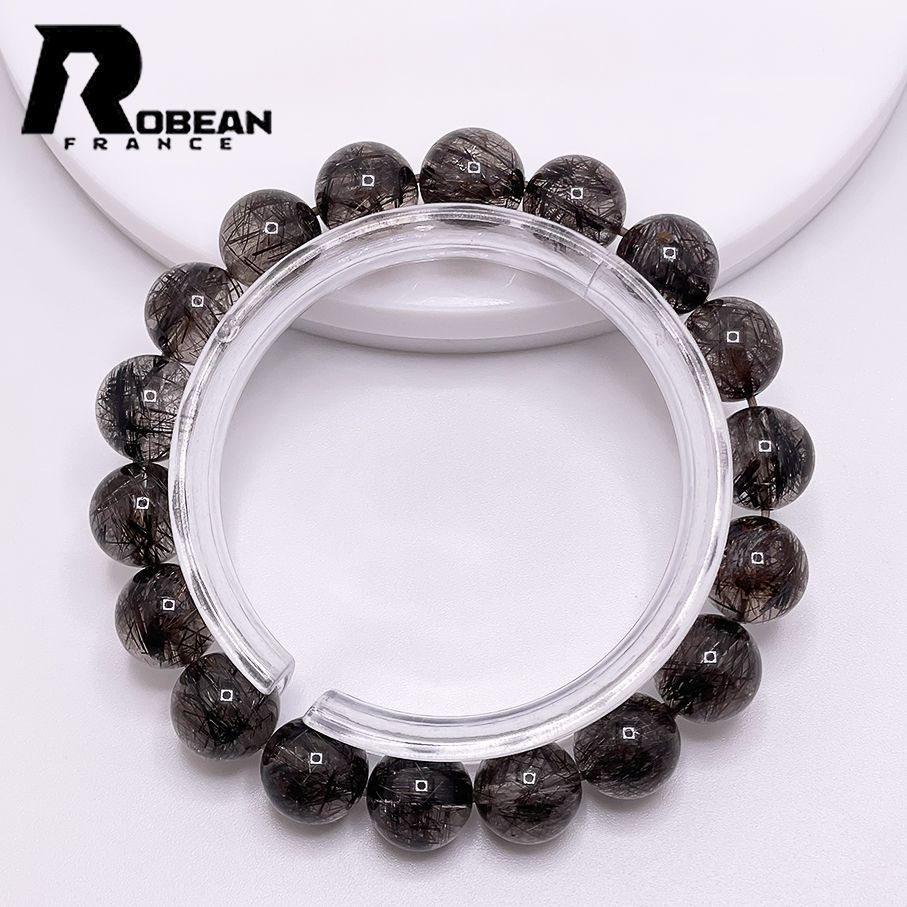 在庫切れ 高級 EU製 定価12万円ROBEAN・ブラックルチルクォーツ黒針水晶 ブレスレット パワーストーン 金運 天然石 原石 貴重 幸運 贈り物 ギフト プレゼント 11.5-11.8mm M707102