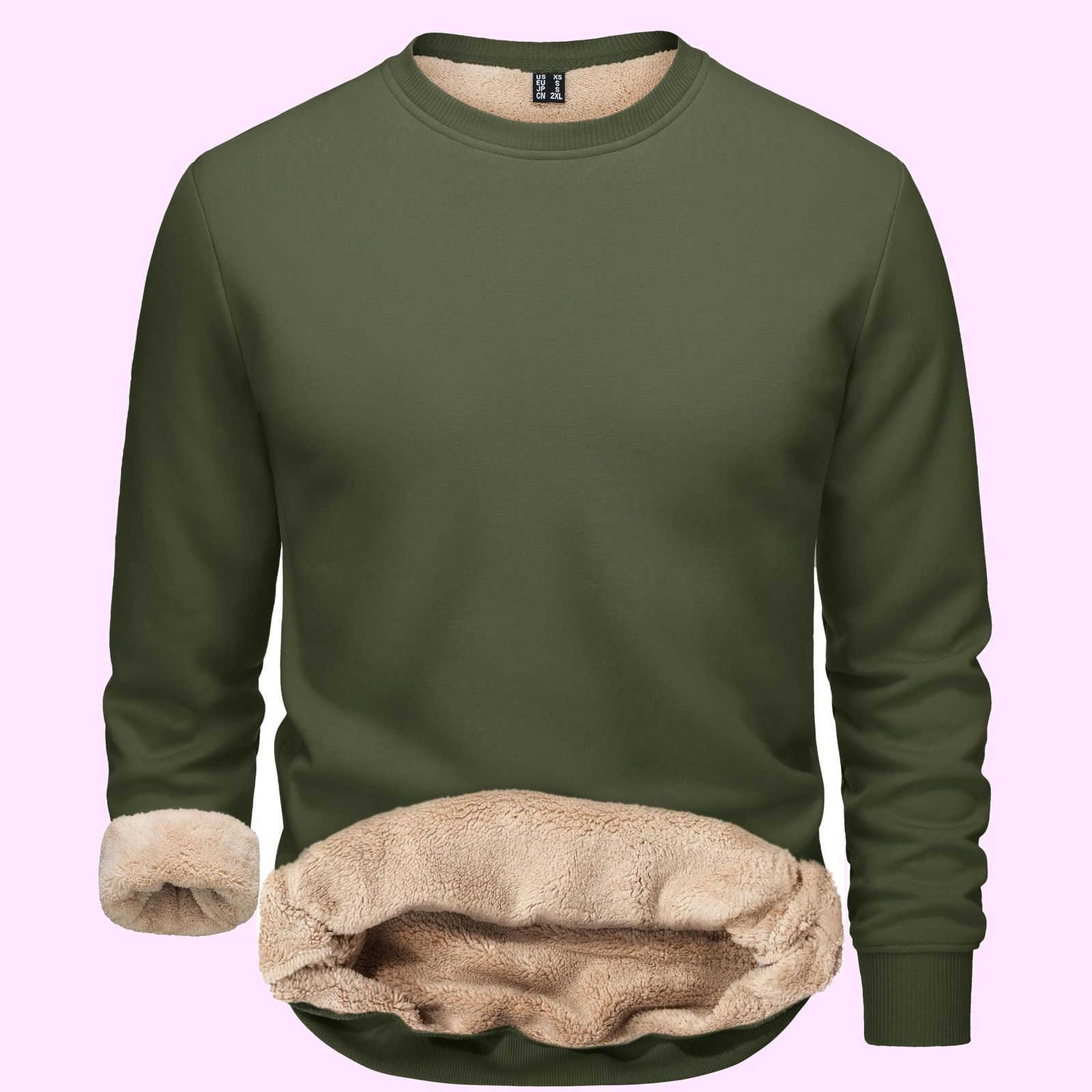 ATCGAUG トレーナー 裏起毛 M メンズ フリース仕様 長袖 グリーン