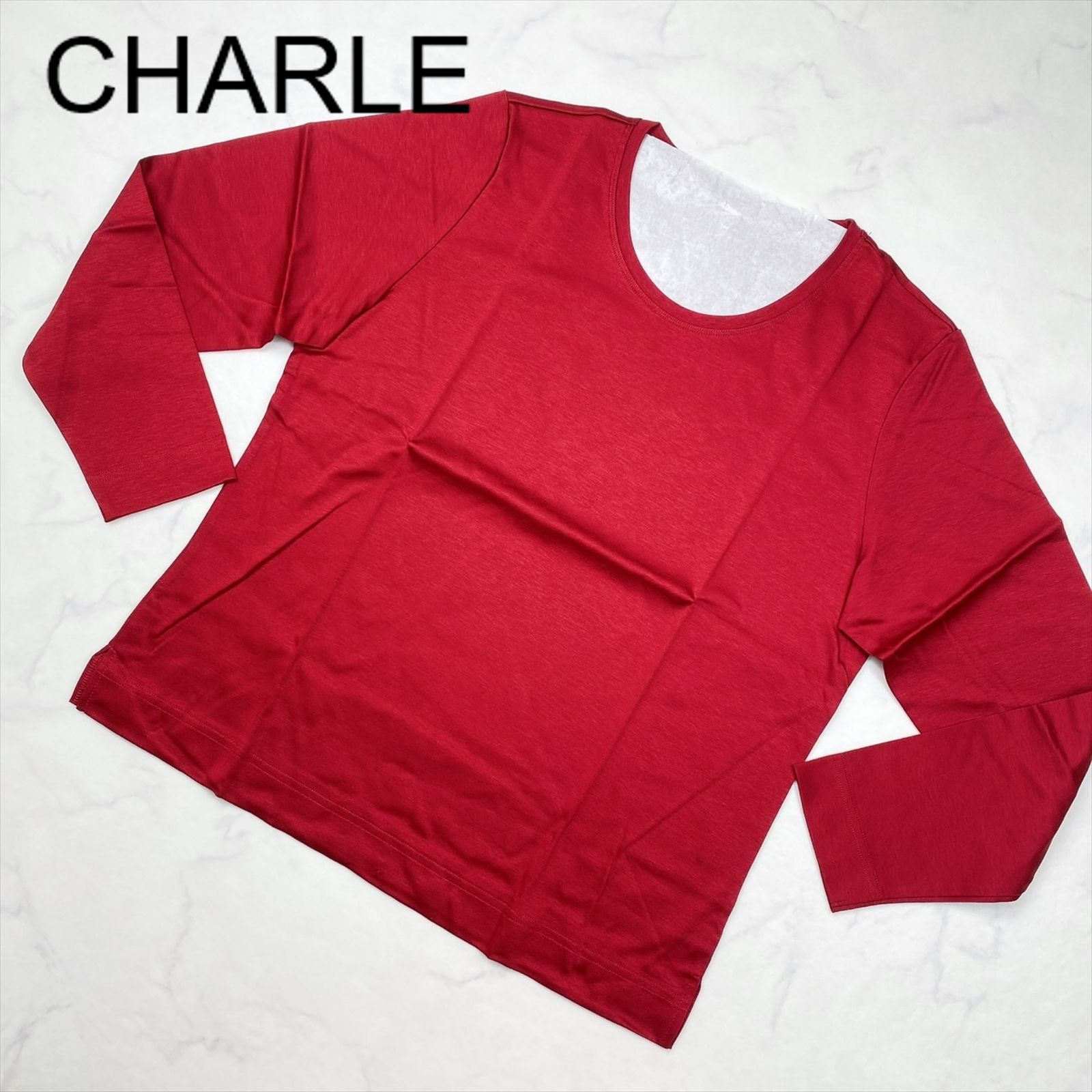 新品未使用】CHARLE シャルレ カットソー 長袖 M レッド ランジェリー