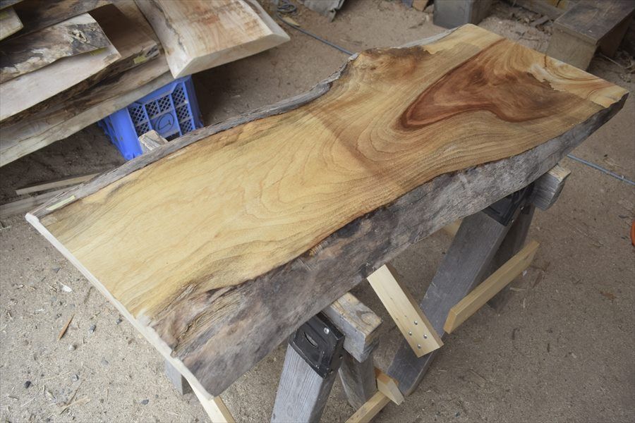 アウトレット クス 樟 の一枚板 長さ約101cm 幅約47～45cm 厚さ約4.8cm DIY用 Z087