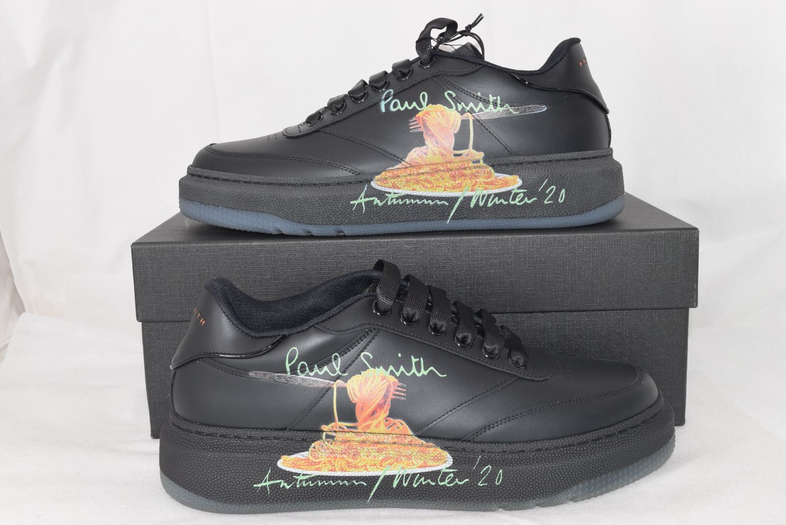 美品　Paul Smith　レザー　ラバーソール　厚底　脚長　イタリア製　26 新品☆Paul Smith スパゲッティ レザースニーカー☆Mサイズ 26