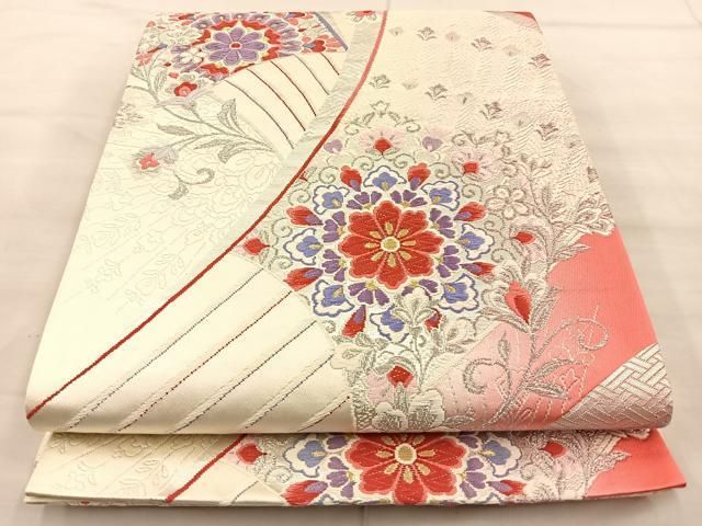 平和屋着物◎六通柄袋帯 唐織 孔雀羽正倉院花文 金銀糸 正絹