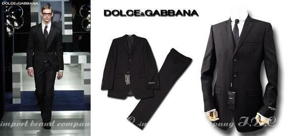 ★DOLCE&GABBANAドルガバ3つ釦ストライプスーツ52ブラック黒大サイズ