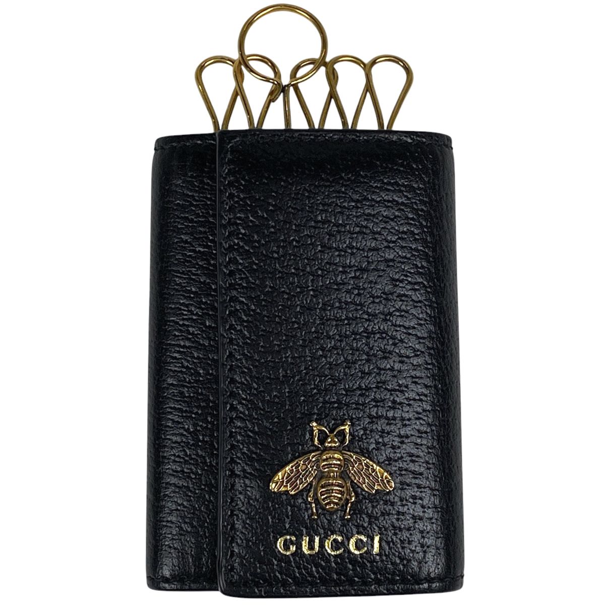 グッチ GUCCI ロゴ 6連 キーケース ビー 蜂 キーフック キーケース レザー ブラック 523683 レディース