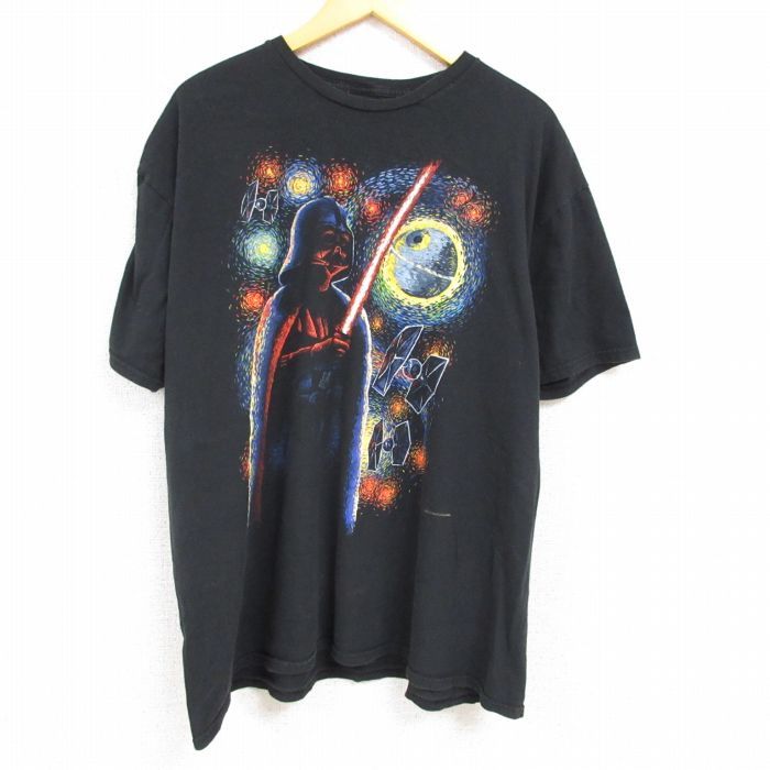 XL/古着 半袖 Tシャツ メンズ スターウォーズ STAR WARS ダースベイダー 大きいサイズ コットン クルーネック 黒 ブラック 23may17 中