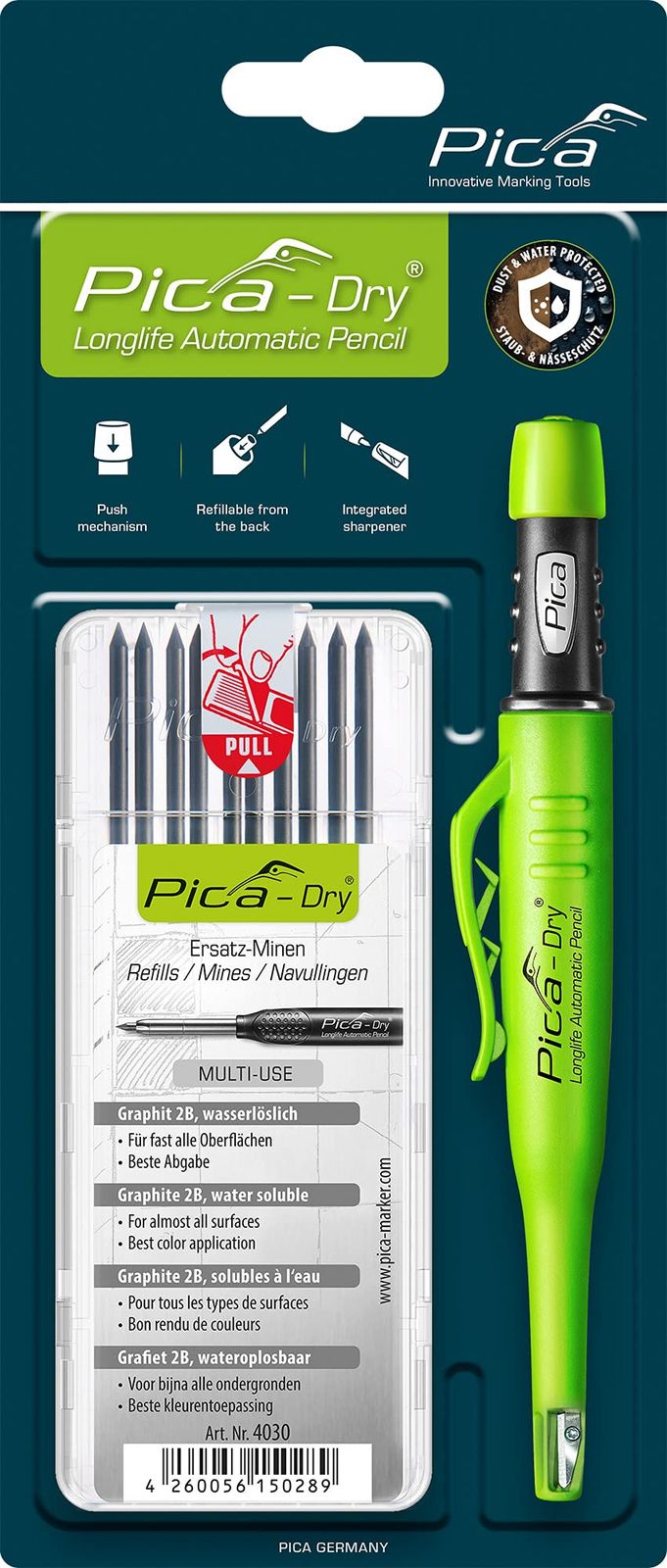 Mr.baby Pica-Dry Longlife 自動ペンシル ピカドライ10本入り 詰め替え用 グラファイト2B 水溶性 30403