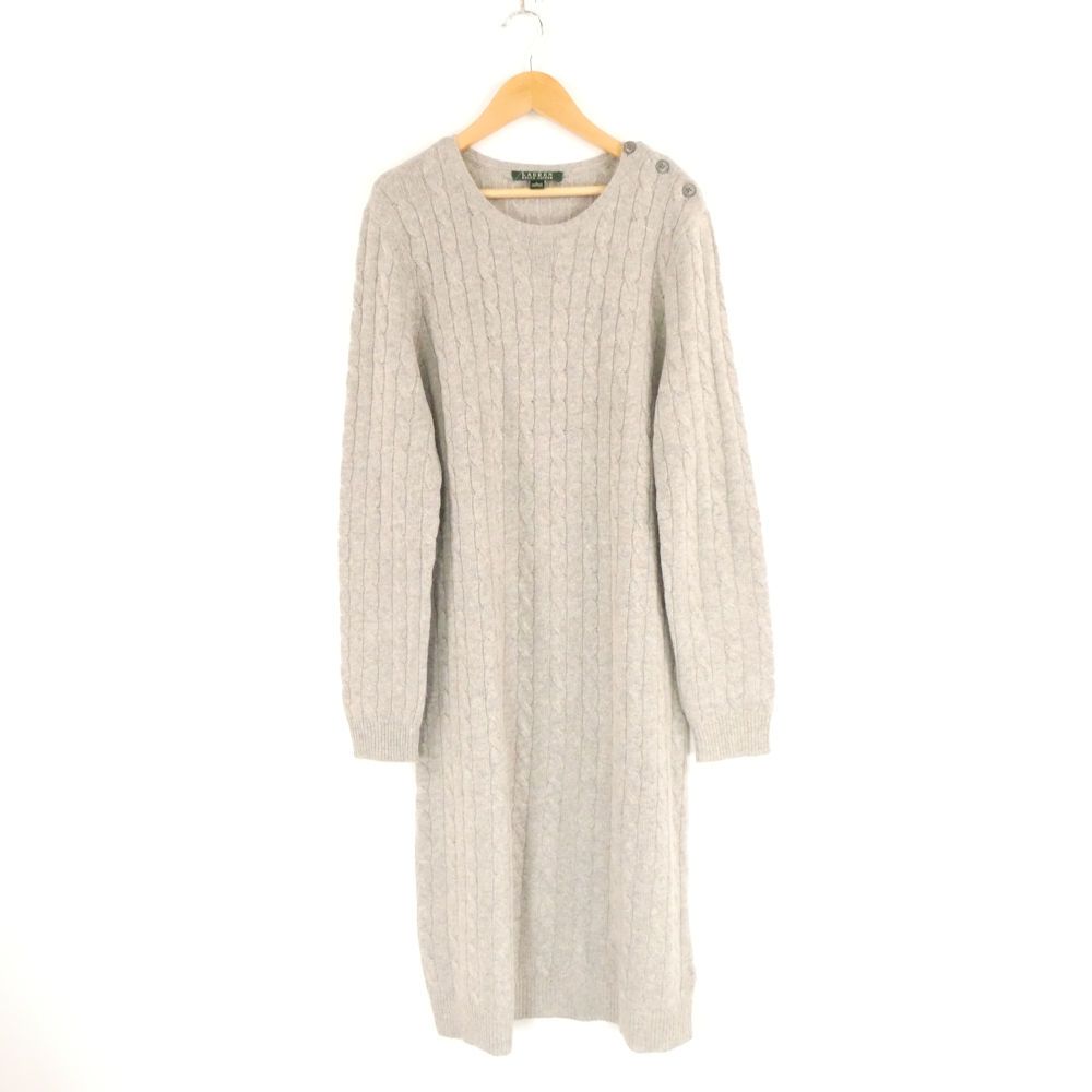 LAUREN RALPH LAUREN ラルフローレン ニットワンピース L レーヨン 他 長袖 膝下丈 エルボーパッチ レディース AM7217A71