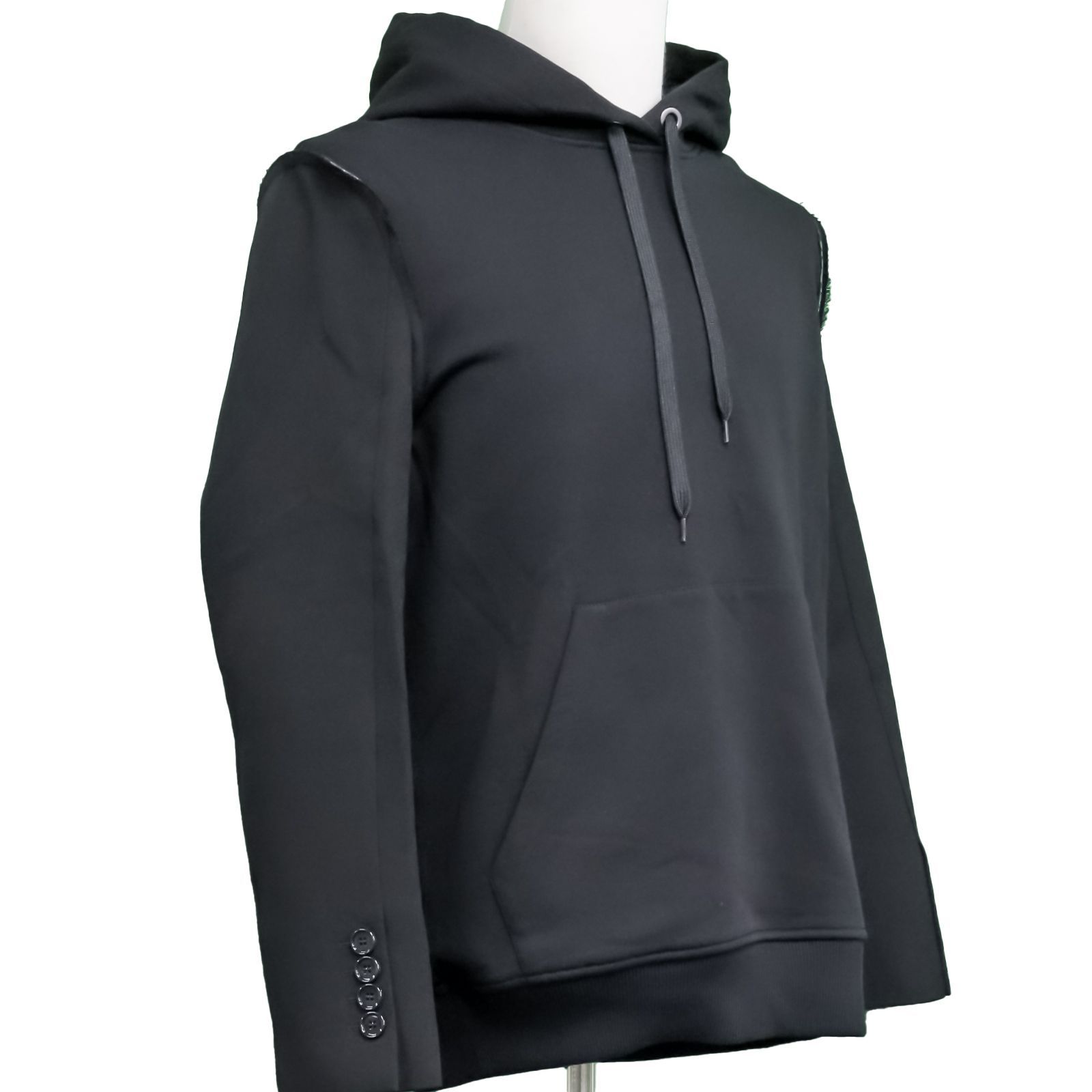 【未使用品】BURBERRY LONDON  by RiccardoTisci テーラード ジャケット スリーブ パーカー ドッキング スウェット  S ブラック メンズ アウター 【PK138】