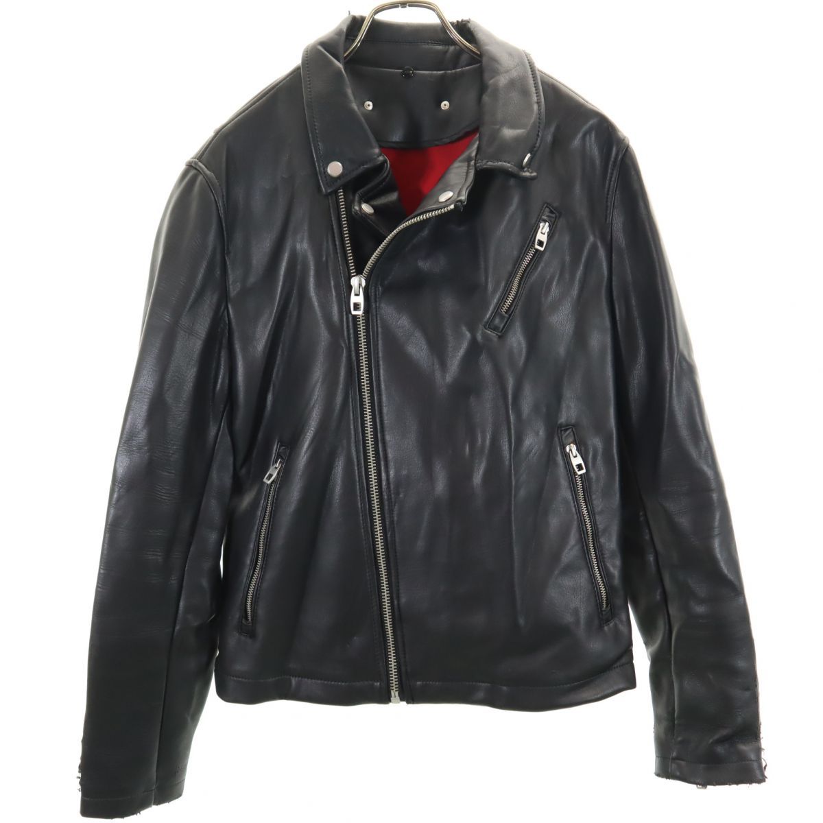 ZARA ブラック レザー ダブルライダースジャケット 本革 ZARA