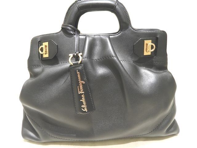 美品 Salvatore Ferragamo フェラガモ ブラック レザー 2WAY