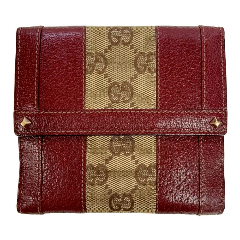 中古】GUCCI グッチ 120927・203437 GGキャンバス レザー 二