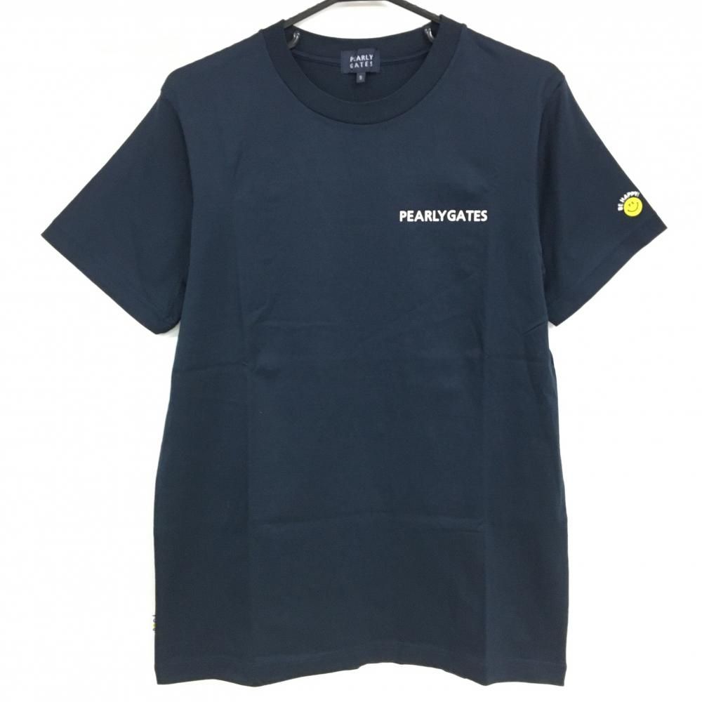 美品 PEARLY GATES パーリーゲイツ ニコちゃん スマイル Tシャツ PEARLY GATES パーリーゲイツ Tシャツ ネイビーー×白 30周年