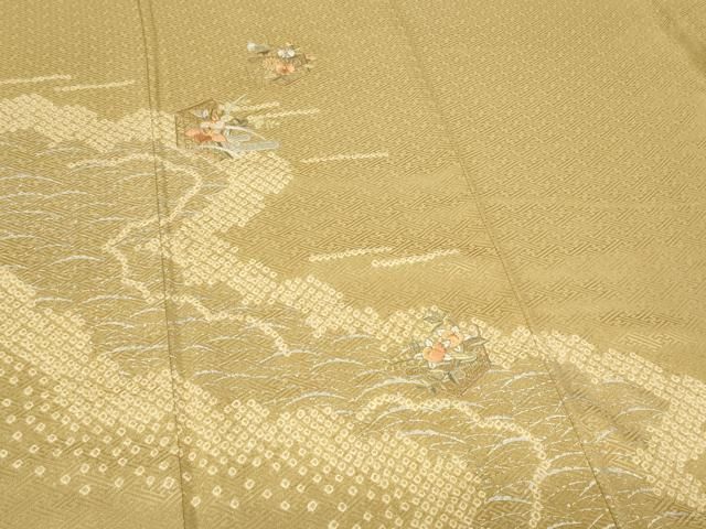 平和屋着物○訪問着 絞り 雪輪草花文 金彩 正絹 逸品 CAAR8173vf