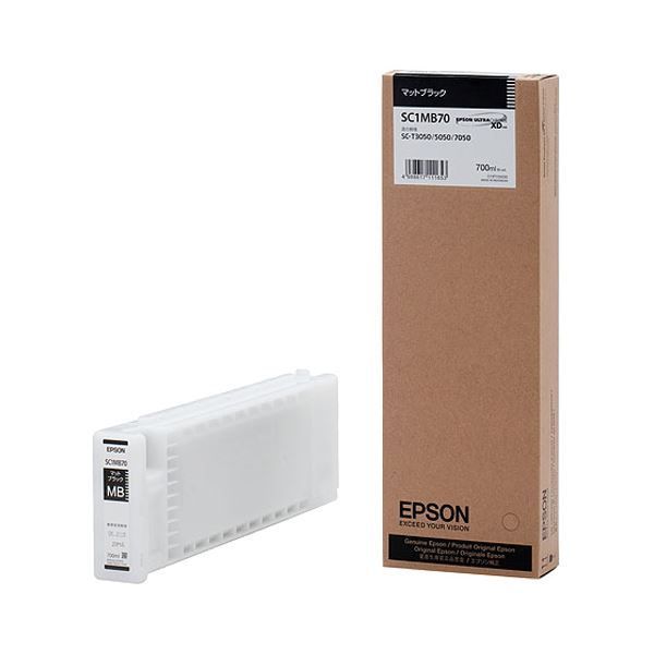(まとめ) エプソン EPSON インクカートリッジ マットブラック 700ml SC1MB70 1個  