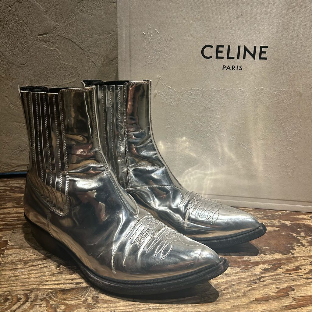 CELINE セリーヌ Western Boots ブーツ シルバー size:41 【代官山A06