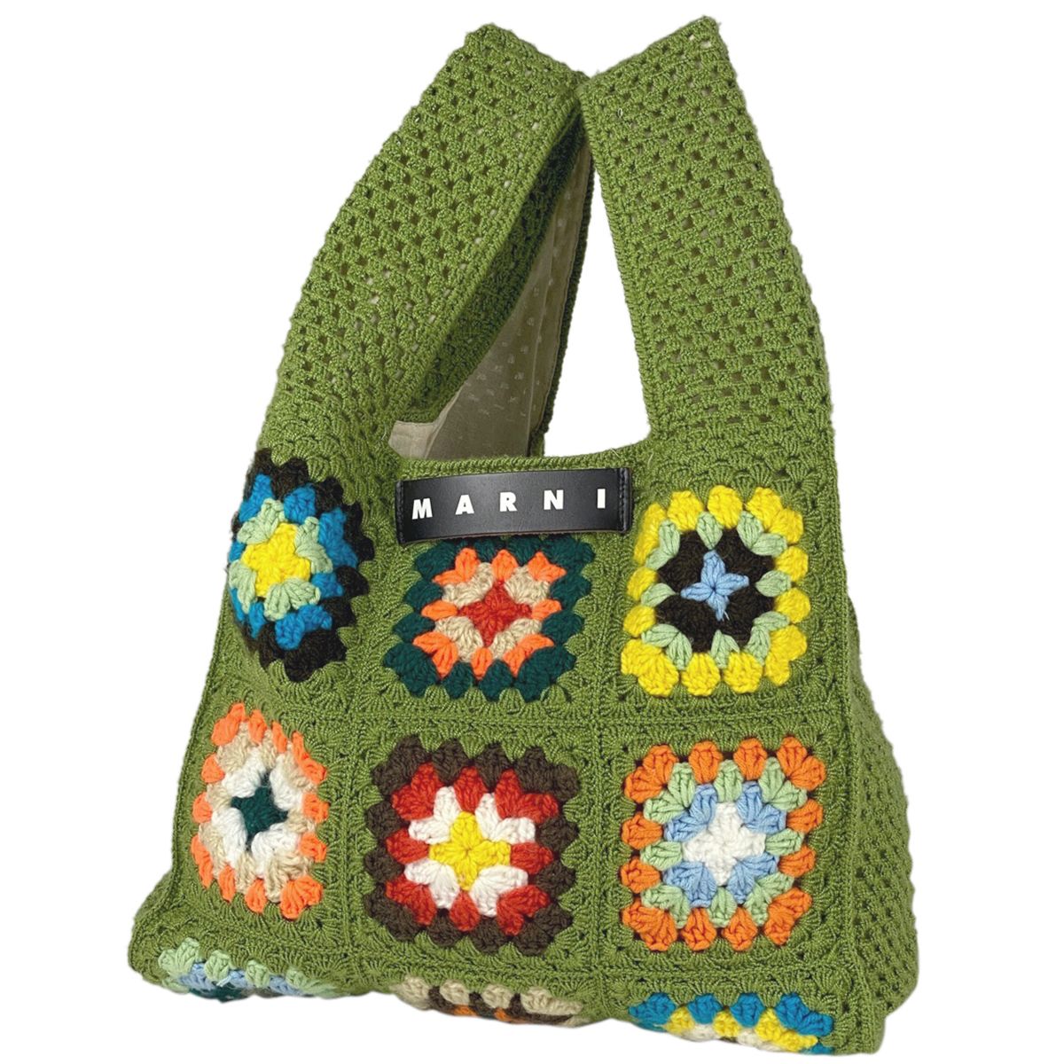 マルニ MARNI ロゴ ハンドバッグ 手提げ フラワー かぎ編み 