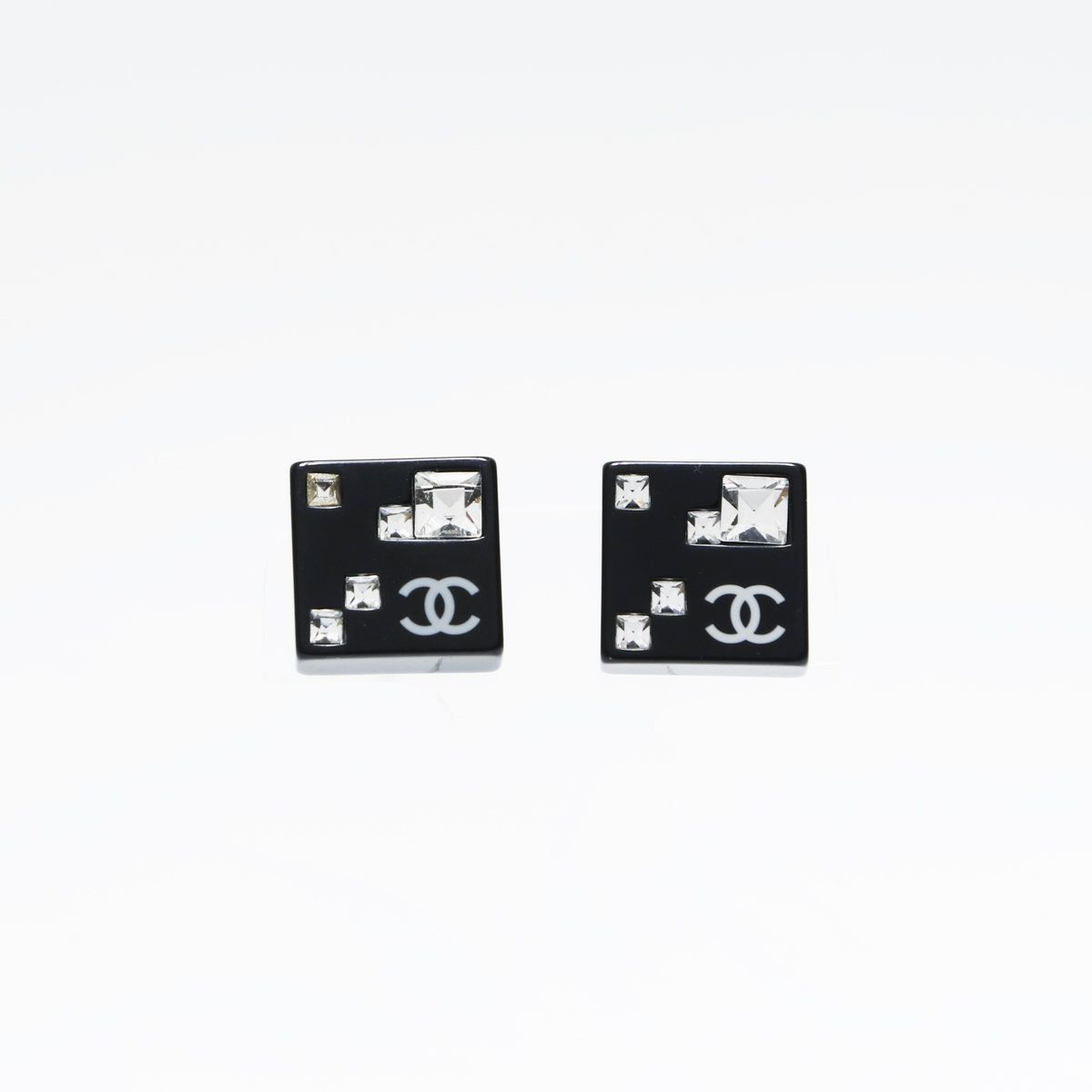 CHANEL シャネル ピアス 05A 2005年 ココマーク スクエア ラインストーン