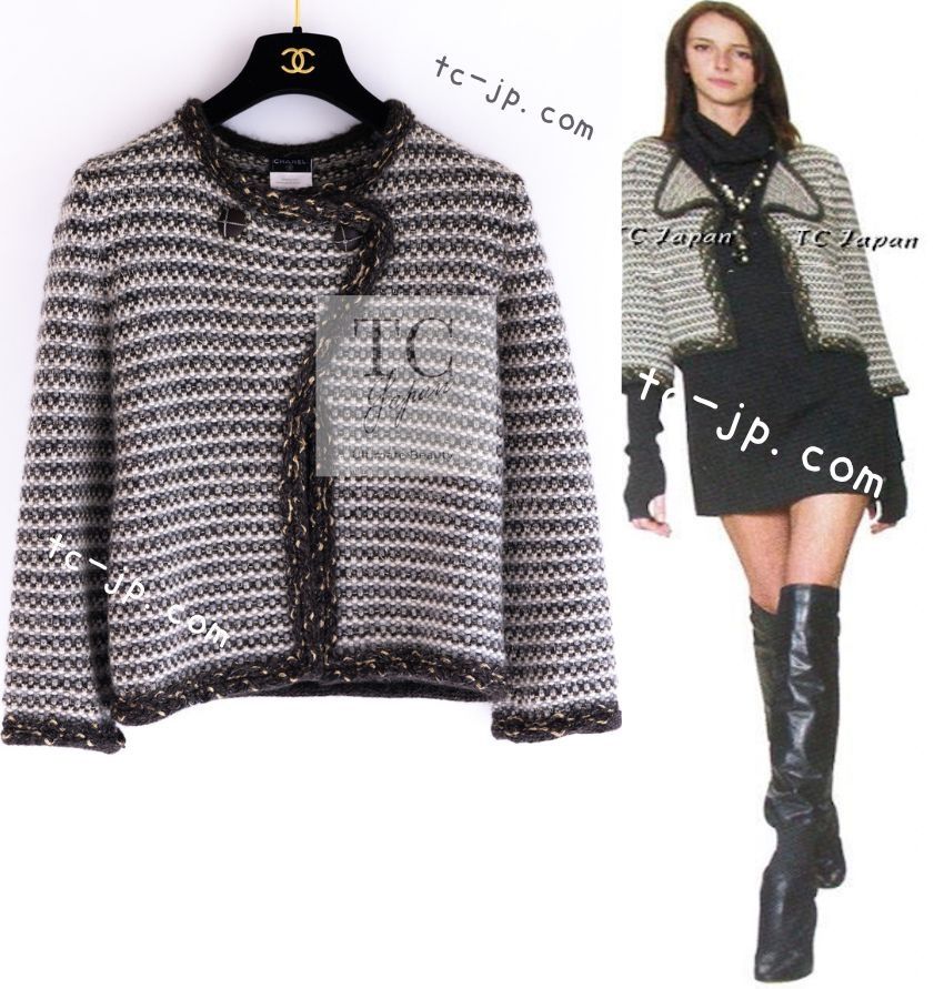 シャネル カーディガン CHANEL 60万 ブラウン グレー ベージュ