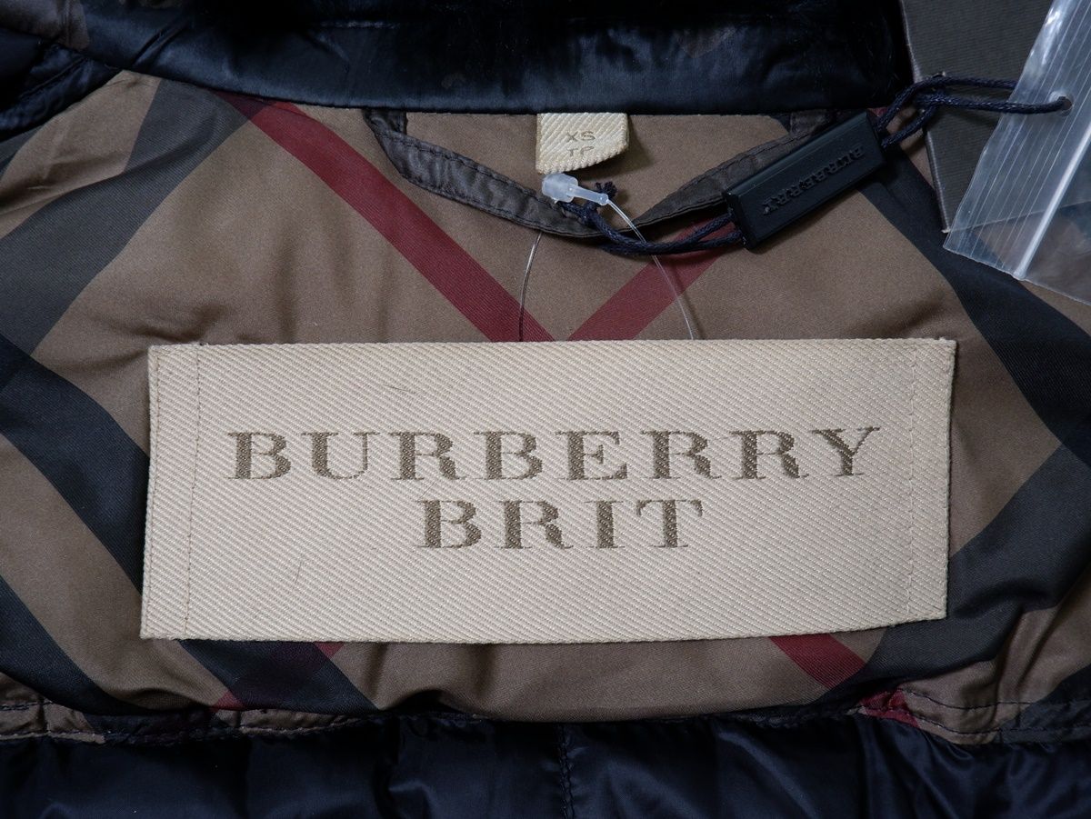 BURBERRY BRITバーバリー ブリット ラビットファー襟 ベルト付き カモフラドリップ グースダウンコート XS LCTA79508 SIROKUMA-CORPORATION_COM