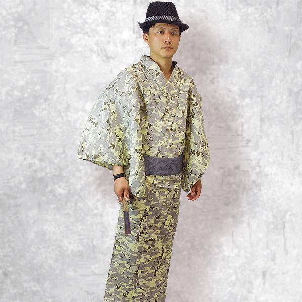 メンズ浴衣 3点セット 浴衣|ワンタッチ角帯|下駄 メンズ 迷彩柄 カモフラージュ かっこいい 浴衣セット 男性 大人浴衣 20代 30代 40代 50代 60代 夏祭り 花火 できます 夏祭り 花火大会 普段着 set-m9