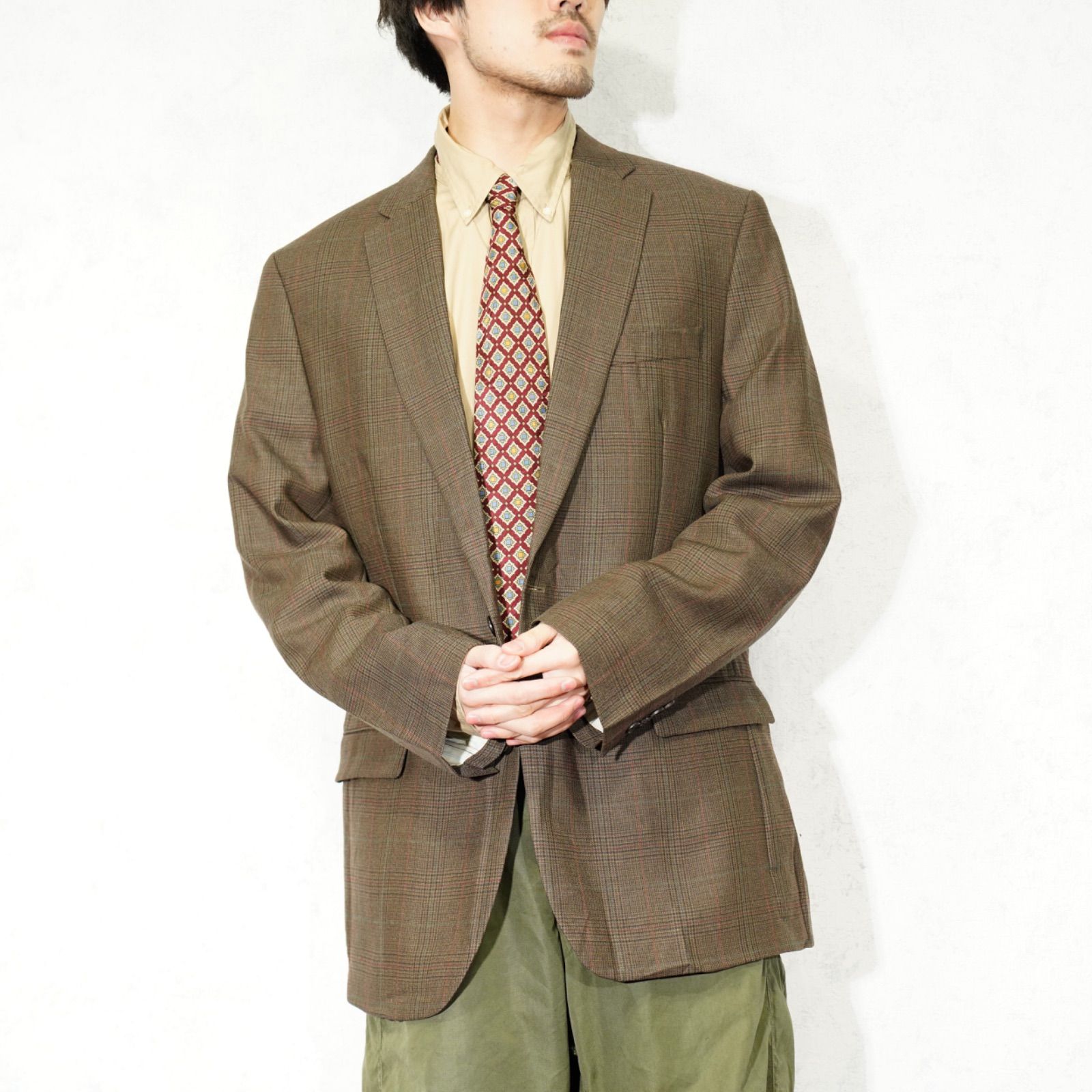 USA VINTAGE LAUREN RALPH LAUREN CHECK PATTERNED TAILORED JACKET 