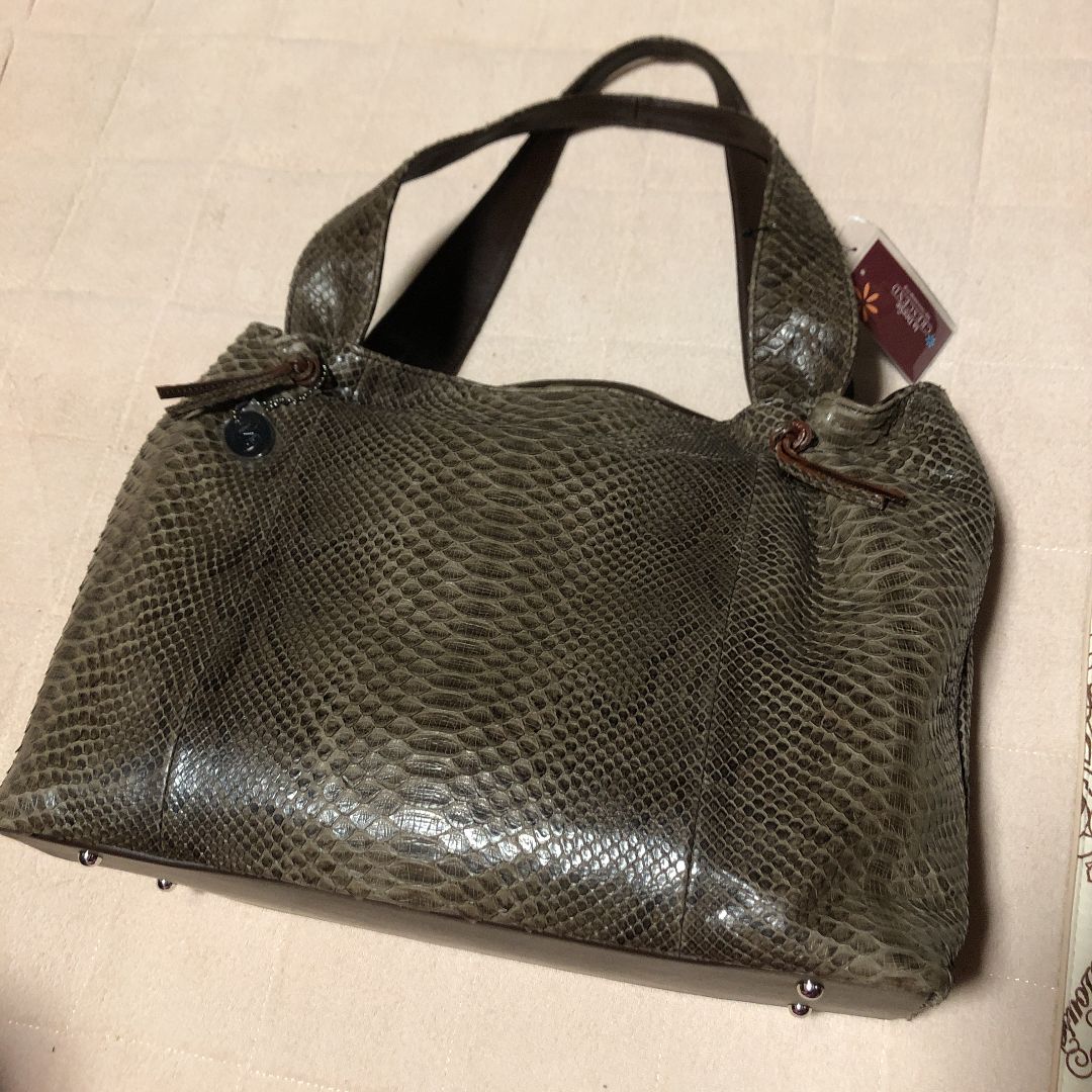 新品☆CRESCEND 本革パイソンダークブラウントートバッグJREマーク付