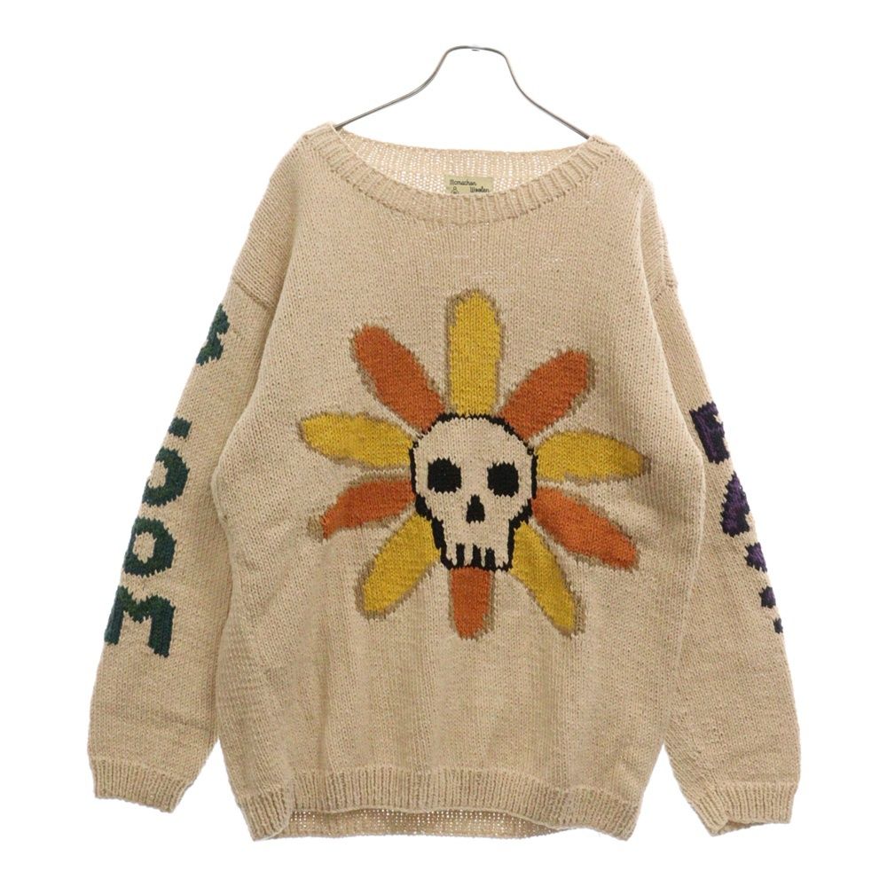 全国無料，定番人気 mcmachan woolen (マクマーンウーレン) L/S Crew Neck Knit-Skullu0026Flower スカルフラワー クルーネック ニット アイボリー ニット・セーター