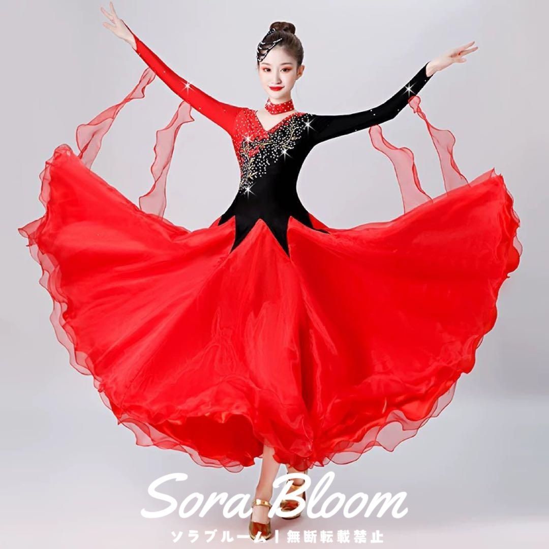 ストーン付きスタンダードドレス✨競技会や発表会、デモにおすすめ！ 新品未使用大人気ストーン付スタンダードドレス 発表会 競技会 デモに