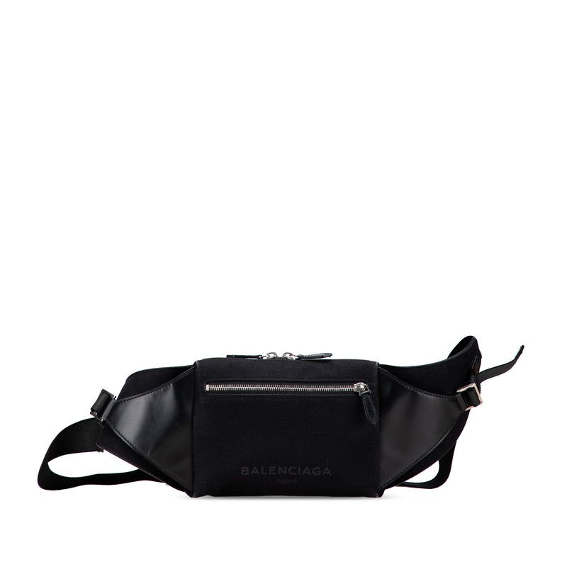 バレンシアガ ロゴ ウエストバッグ ボディバッグ 433625 ブラック キャンバス レザー メンズ BALENCIAGA 234-28112