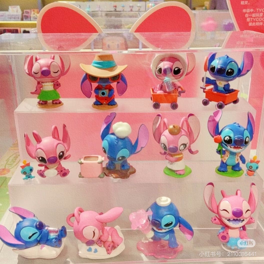 12点 ｜ Disney x POPMART ポップマート Stitch スティッチ 玩闹约会” 遊びデート” 中国 ブラインドボックス 置物 モデル 全種類 blue pink 12点