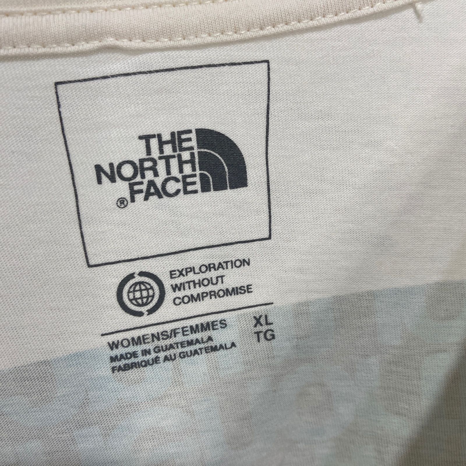 ☆タグ付き未使用品☆THE NORTH FACE☆ノースフェイス☆バックプリントTシャツ☆ワンポイントロゴ☆アイボリー☆レディースXL☆E24M