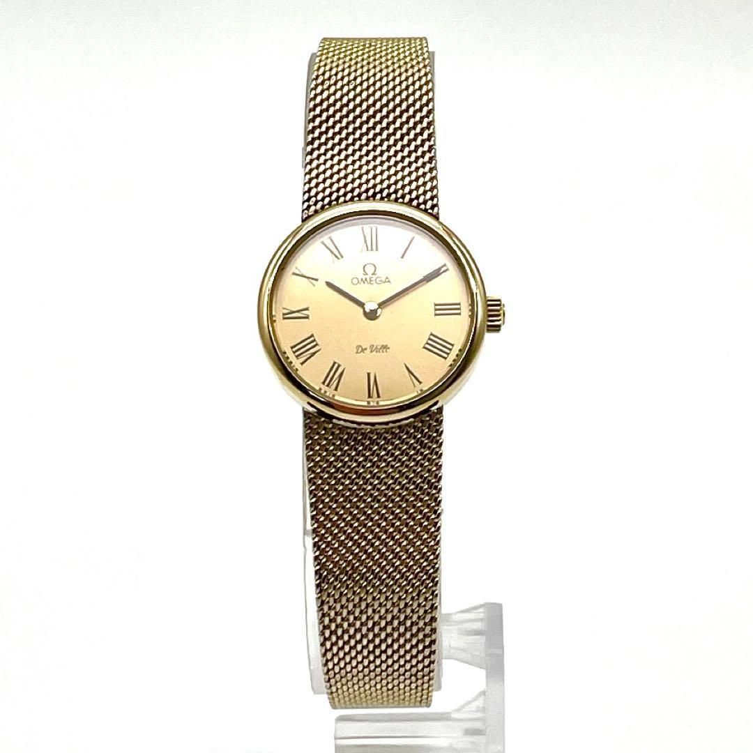 A032 アンティーク OMEGA DE VILLE オメガ デビル ゴールドカラー ラウンドケース メッシュベルト 手巻き機械式 レディースウォッチ