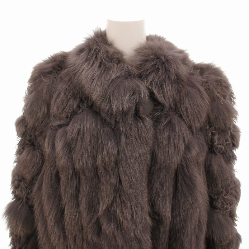 【格安難有】毛皮ファーコート　茶　サイズ11 moonbat y2k ムーンバット MOON BAT フォックスファーコート 毛皮 切替