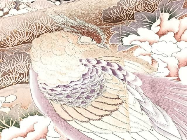 平和屋着物□豪華黒留袖 刺繍 花鳥文 金彩 正絹 逸品 CAAX2605xi