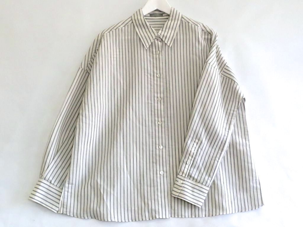 セオリーリュクス theory luxe 24AW DOUBLE STRIPE SALLY ストライプ シャツ 長袖 38 オフホワイト ブラック /DF ■OS レディース Theory luxe - セオリーリュクス 24AW DOUBLE STRIPE SALLY