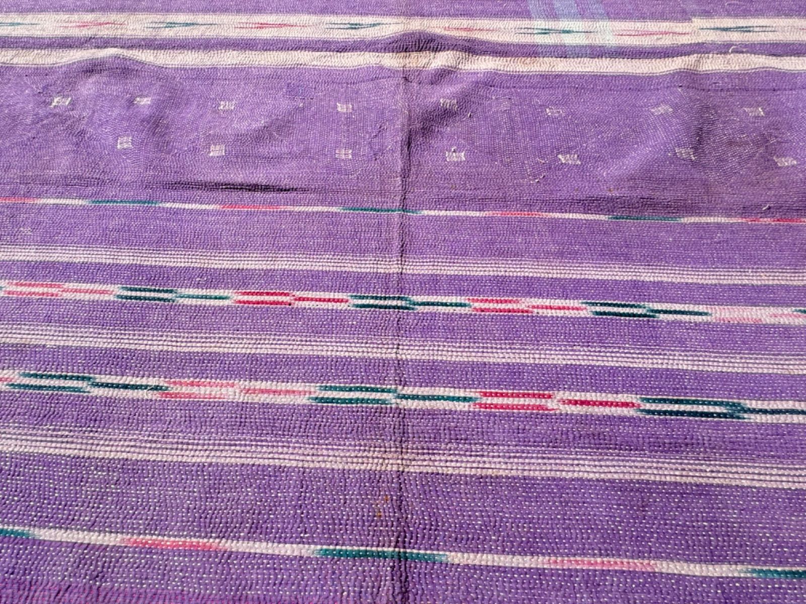 G034 ラリーキルト マルチカバー ボロ BORO 刺し子 グドゥリー 手縫い ハンドメイド インド ラグ マット ソファーカバー