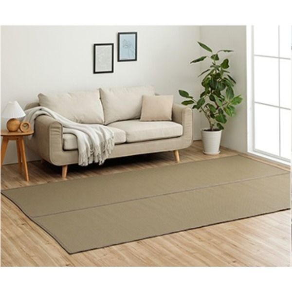 い草風 ラグ マット 江戸間4.5畳 ブラウン 約261×261cm 洗える ござ 日本製 リバーシブル カビ発生しにくい お手入れ簡単