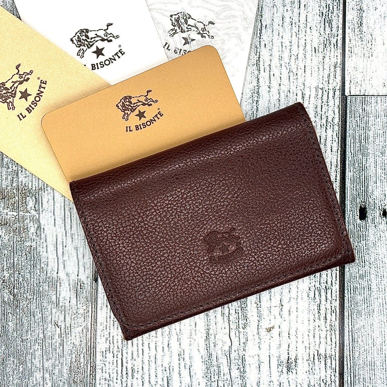 IL BISONTE☆ウォレット ダークブラウン/折り財布/こげ茶 割引 未使用