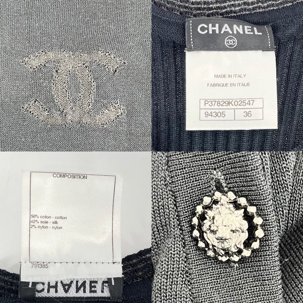 【限定価格】 シャネル ワンピース レディース 半袖 ココマーク ココ シンプル 服 アパレル 夏 春 CHANEL 36 P37829K02547  ブラック 黒 ブラック金具 コットン シルク ナイロン 定番 美品【中古品】