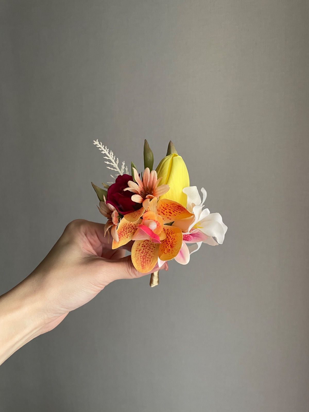2周年記念セール☆】 peach×terracotta×yellow カラフルクラッチブーケ