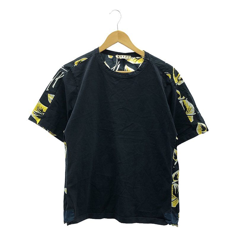MARNI / マルニ | バックプリント切替え カットソー | 46 | ネイビー/イエロー | メンズ
