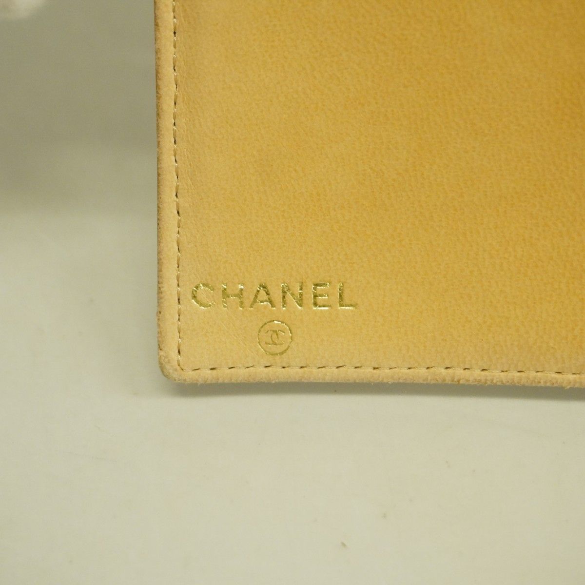 5ge5988】シャネル 長財布 キャビアスキン ベージュ ゴールド金具  